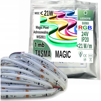 LED osvětlení LED pásek COB RGB IP20 24V 576d Magic Pixel Adresovatelný WS2811 digitální 1m