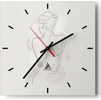 Hodiny Velké nástěnné hodiny na zeď 40x40 Žena Skleněné hodiny Čtvercové Tiché