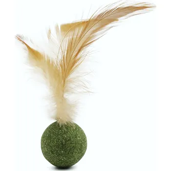 Hračka pro kočku BUBU PETS 2x koule šanta s peřím 15cm