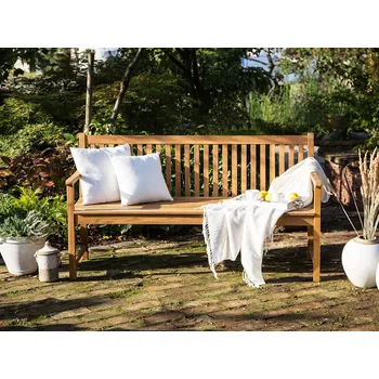 Zahradní lavice Zahradní lavice světle hnědá akátové dřevo 180 cm zahrada terasa venkovní nábytek Beliani