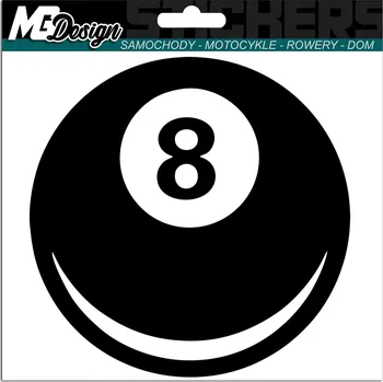 Samolepicí dekorace na vozidlo NÁLEPKA na auto BÍLÁ KULEČNÍKOVÁ OSMIČKA 15x15