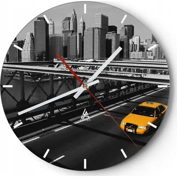 Hodiny Nástěnné hodiny do kuchyně 30x30 Město Skleněné hodiny do obýváku Loft Tiché