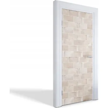 Fototapeta Dekorační samolepka na dveře, nábytek, skříň – Béžové cihlové obklady 85x205 cm