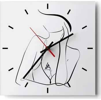 Hodiny Velké nástěnné hodiny na zeď 40x40 Žena Skleněné hodiny Čtvercové Tiché