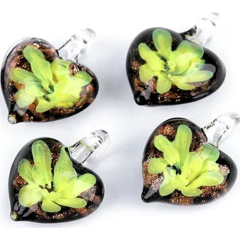 Přívěsek Skleněný přívěsek srdce 21x21 mm Varianta: 11 žlutá, Balení: 1 ks