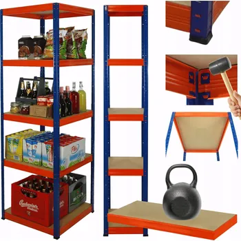 Dílenský regál Kovový regál do skladu HELIOS 180x60x60cm 5 polic x 175kg - ODOLNÝ