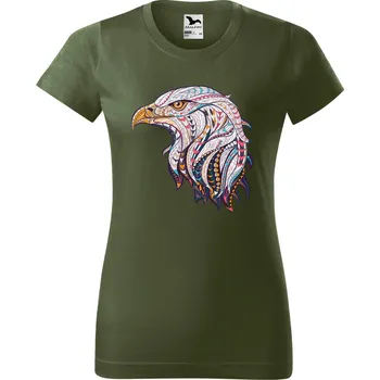 Dámské tričko DOBRÝ TRIKO Dámské tričko s potiskem Hlava orla Barva: Khaki, Velikost: XL