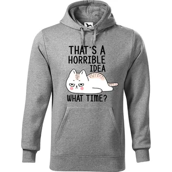 Pánská mikina DOBRÝ TRIKO Pánská mikina s potiskem What time Velikost pánské mikiny: 4XL, Barva: Tmavě šedý melír