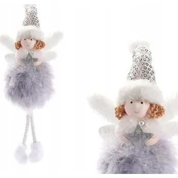 Vánoční dekorace Skřítek ANDĚL PANENKA PUCHÝŘOVÝ PŘÍVĚSEK vánoční koule NA VÁNOČNÍ STROMEČEK DEKORACE SREBRNA