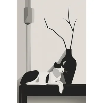 Plakát Plakát Kočka v odstínech šedé bez rámu 61 x 90,5 cm