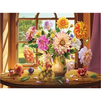 Diamantové malování Diamantový obrázek -Jiřiny 30x40cm