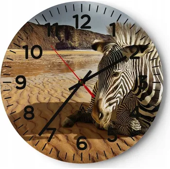Hodiny Nástěnné hodiny do kuchyně 30x30 Zebra Skleněné hodiny do obýváku Loft Tiché