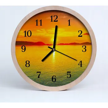 Hodiny Rustikální nástěnné hodiny do loftu Západ slunce Příroda