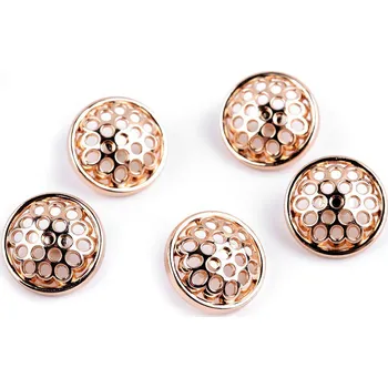 Knoflík Kovový knoflík děrovaný velikost 28"; 36" Varianta: 3 (28") růžové zlato, Balení: 5 ks