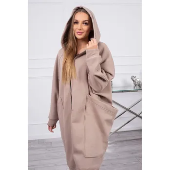 Dámská mikina Dámská oversize zateplená mikina s kapucí – béžová K-Fashion, UNI i519_21786-U