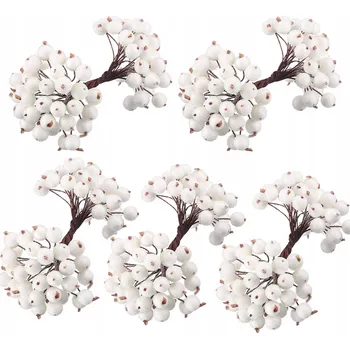 Vánoční dekorace NAMRZLÁ JEŘABINA BÍLÁ UMĚLÁ 100ks SVAZEK OZDOBY NA VÁNOČNÍ STROMEK VÁNOČNÍ BAŇKY