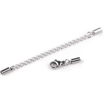 Přívěsek Karabinka s prodlužovacím řetízkem a koncovkami z nerezové oceli Varianta: platina, Balení: 1 ks