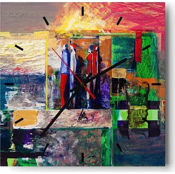 Hodiny Velké nástěnné hodiny 40x40 Abstrakce Skleněné tiché hodiny