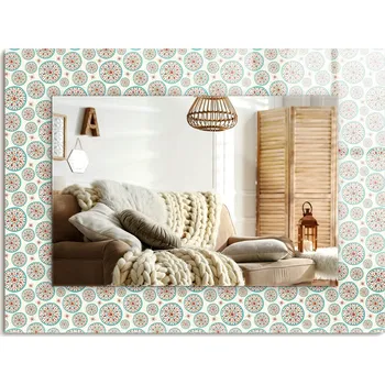 Zrcadlo Obdélníkové dekorativní zrcadlo s barevným vzorem kruhů, na výšku nebo na šířku, 80x60 cm