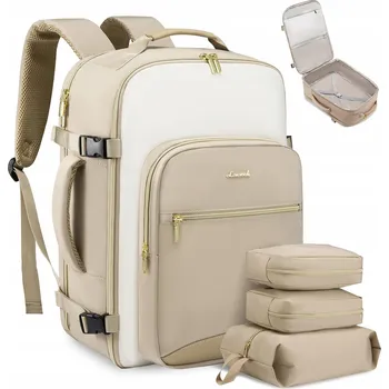 Městský batoh LOVEVOOK Batoh Příruční 40L Béžovo-bílý Přihrádka pro 17palcový notebook