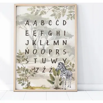 Plakát Plakát s abecedou Zebra safari A3 (29,7 x 42 cm)