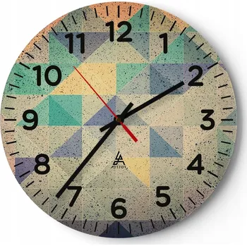 Hodiny Nástěnné hodiny do obýváku 40x40 Abstrakce Kulatý Skleněné hodiny Loft Tiché
