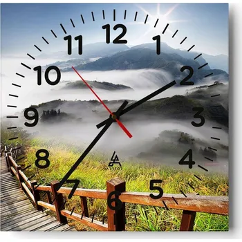 Hodiny Kuchyňské nástěnné hodiny 30x30 Krajina Skleněné hodiny do obýváku Moderní Tiché