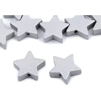 Korálek Dřevěné korálky hvězda metalické Ø19 mm Varianta: 1 stříbrná, Balení: 20 ks