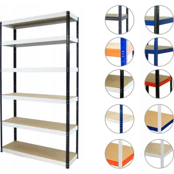 Dílenský regál Kovový regál, skladový regál do garáže HELIOS HBW 213x075x30, 6 polic, nosnost 275 kg na polici