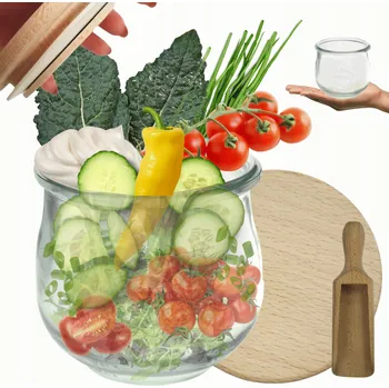 Sklenice Sklenice WECK / dřevěné víko zavařovací sklenice 370ml TULIPÁN