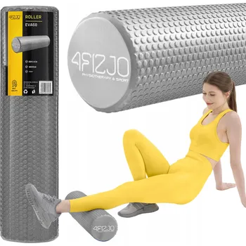 Pěnový válec Masážní válec s výstupky 4FIZJO 60 cm x 15 cm stříbrný, šedý