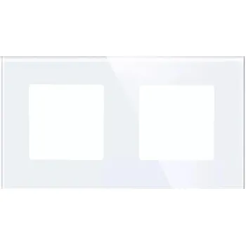 Elektrická zásuvka Rámeček dvojitý DC Smart Home bílý, skleněný, 2 zásuvky