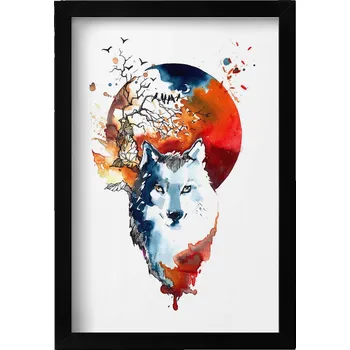 Obraz Dekorativní nástěnný obraz do obýváku kuchyně Vlkodlak Úplněk a Luna 20x30 cm