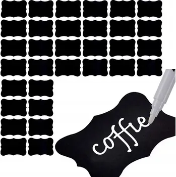 Speciální papír 32x Samolepky na koření černé Samolepicí etikety 35x50mm + POPISOVAČ