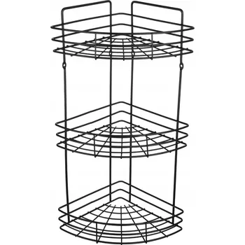 Koupelnový nábytek KOUPELNOVÁ POLICE ZÁVĚSNÁ DO SPRCHY REGÁL KOŠÍK 3-PATROVÝ ČERNÝ