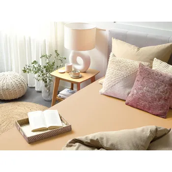 Prostěradlo Napínací prostěradlo pískově béžové 160 x 200 cm elastické okraje klasická postelová plachta textilie do ložnice Beliani