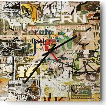 Hodiny Velké nástěnné hodiny 40x40 Graffiti - Skleněné čtvercové tiché hodiny