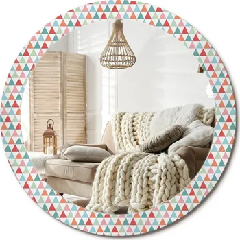 Zrcadlo Zrcadlo s potiskem do koupelny, kuchyně, předsíně. Geometrický vzor, průměr 80 cm.