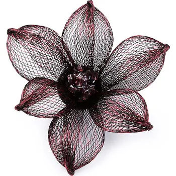 Brož Brož kovová s broušenými kamínky Ø7,5 cm Varianta: 1 bordó, Balení: 1 ks