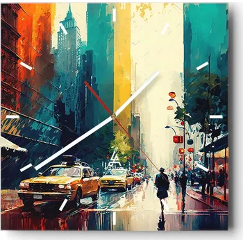 Hodiny Velké nástěnné hodiny 40x40 cm Umělecké skleněné hodiny Čtvercové Tiché