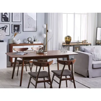 Jídelní stůl tmavý ořech 120/150 x 90 cm Roztahovací listové dřevěné nohy Minimalistický skandinávský Beliani