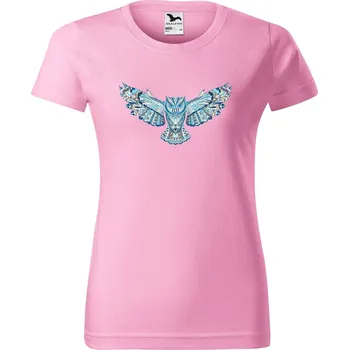 DOBRÝ TRIKO Dámské tričko s potiskem Letící sova Barva: Růžová, Velikost: L