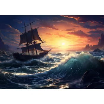 Plakát Plakát Rozbouřené Vlny Oceánské Plavby bez rámu 42 x 29,7 cm