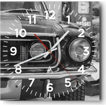 Hodiny Kuchyňské nástěnné hodiny 30x30 Auto Skleněné hodiny do obýváku Moderní Tiché