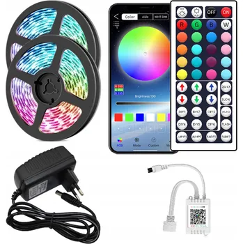 LED osvětlení LED pásek 10m RGB 5050 s Bluetooth ovládáním přes aplikaci - sada