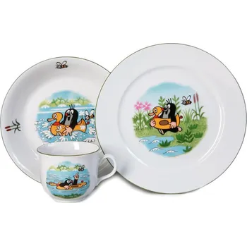 Talíř Thun Porcelánová dětská sada krteček a kačenka 3 ks