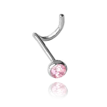 Piercing MINET Stříbrný piercing do nosu s růžovým zirkonem JMAN0406PE01
