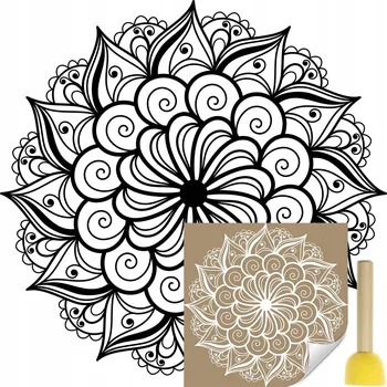 Obraz Malířská šablona nalepovací na zeď MANDALA BOHO ROZETA 94x94 + štětec