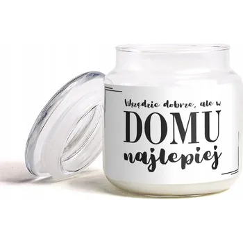 Svíčka Vonná svíčka do bytu s nápisem Všude dobře, doma nejlépe