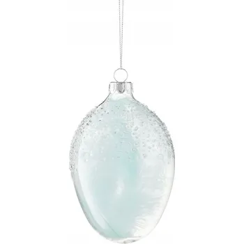 Vánoční ozdoba Skleněná baňka ve tvaru vajíčko s peříčky, průhledná, 12 cm VILLA ITALIA